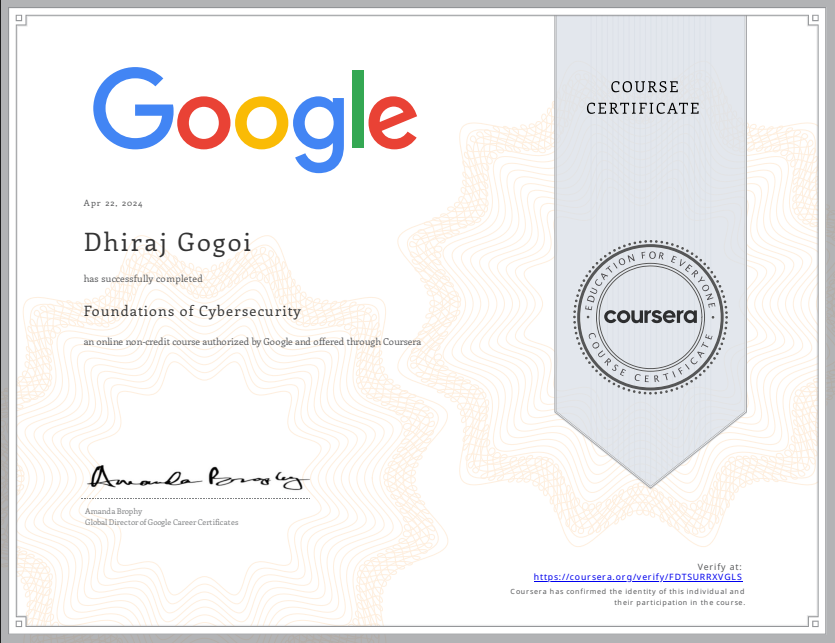 Google Cybersecurity Certificate 1