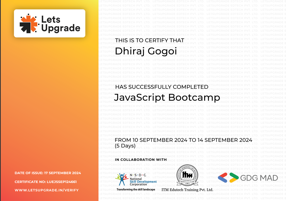 JavaScript Bootcamp Certificate