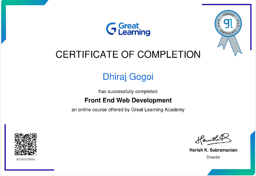 Frontend Development Certificates